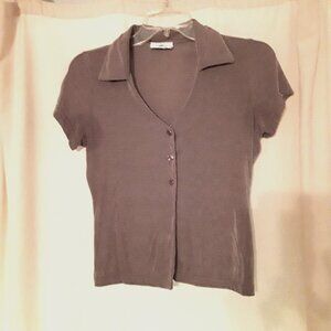 Women's blouse, light brown, small, 3 buttons, bare midriff